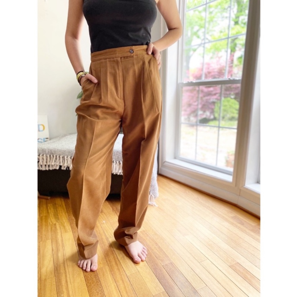 Vintage High Waist Pleated Trouser Pants